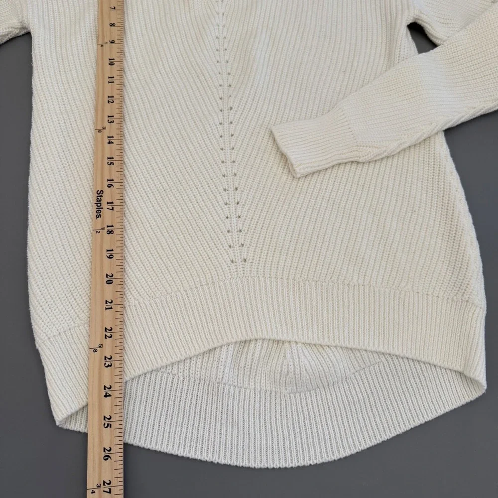 Michael Stars V-Neck Knit Sweater Pullover Long Sleeve Casual Cream Size S